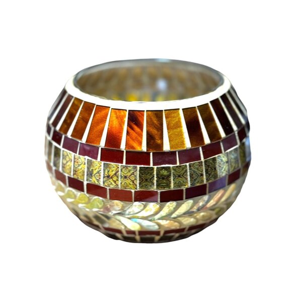 Mosaic Glass Candle Holder Bowl - Picture 2 of 8